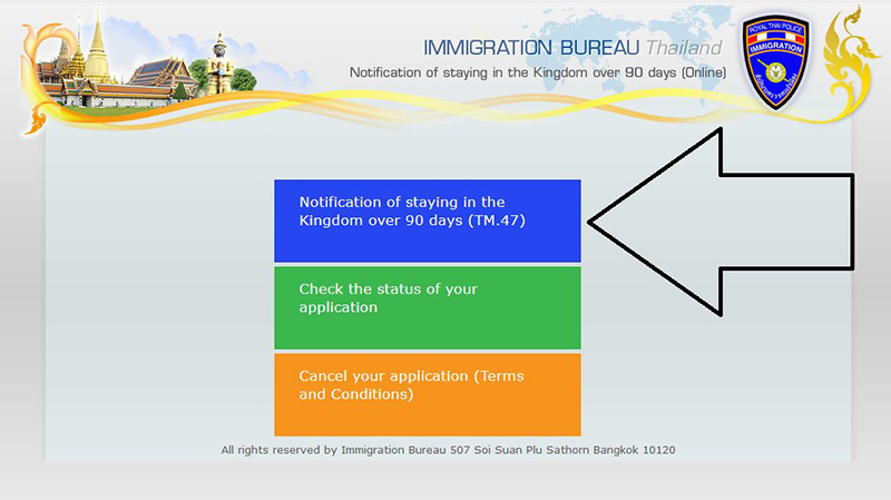 Wenn Sie die Webseite aufgerufen haben, klicken Sie auf „Notification of staying in the Kingdom over 90 days“.
