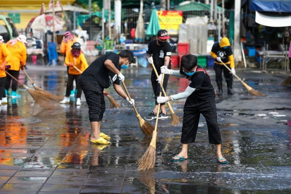 In der ganzen Stadt wurde fleißig geschrubbt und gereinigt. Foto: PR Pattaya