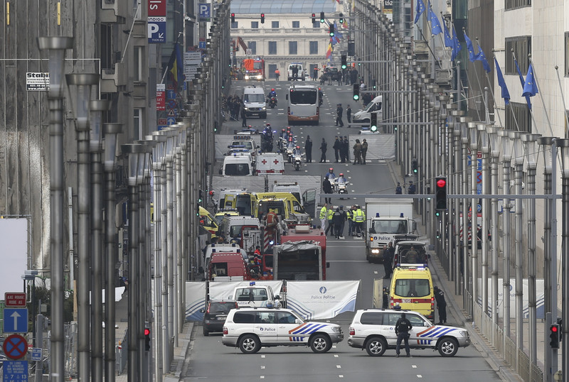 Gegen 9.00 Uhr kam es an der Metrostation Maelbeek mitten im EU-Viertel von Brüssel zu einer Detonation. Foto: epa/Olivier Hoslet