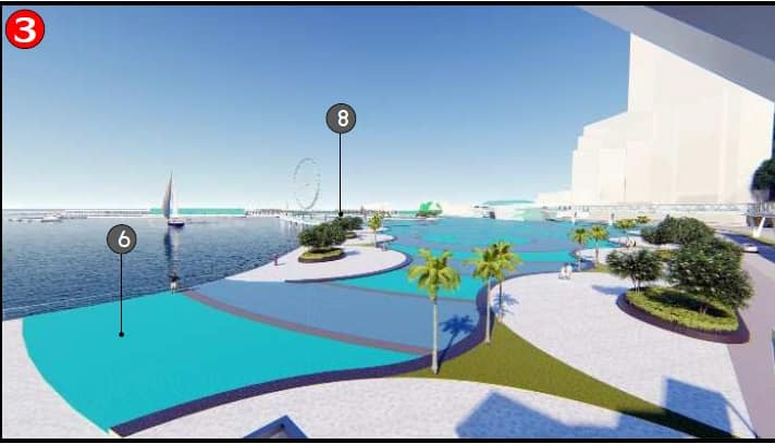 Designvorschlag zur Neugestaltung des Hafens Bali Hai. Aus dieser Perspektive betrachtet würden Kreuzfahrttouristen Pattaya im Jahr 2025 betreten.
