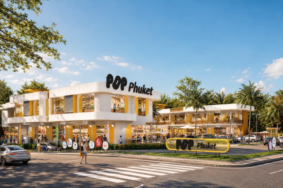 Visualisierung des neuen Community-Mall-Projekts „POP Phuket“ in Cherng Talay auf Phuket. Bild: Central Group