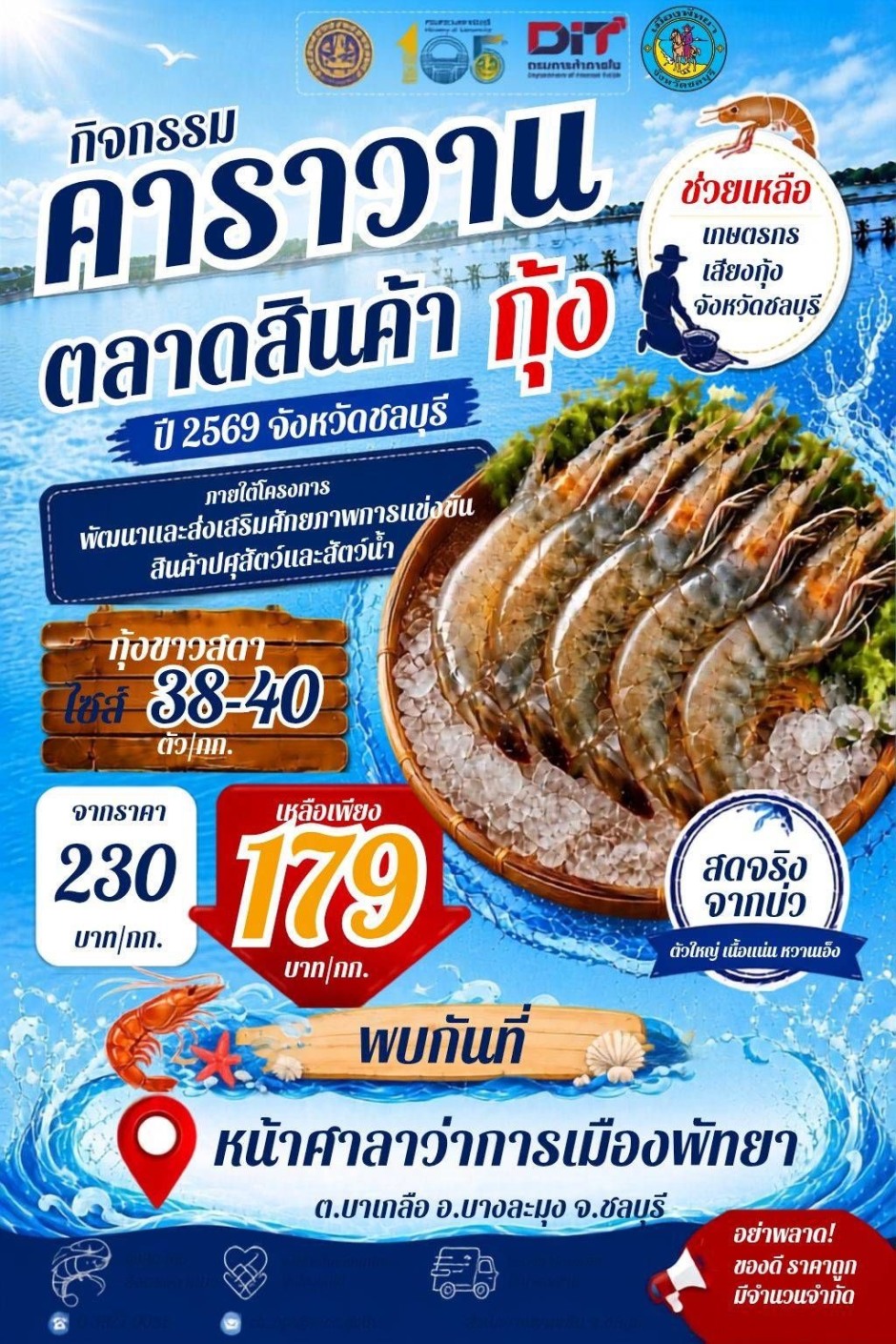 Auf dem Markt werden unter anderem frische Garnelen aus der Provinz Chonburi zu Sonderpreisen angeboten. Bild: TMN.TV