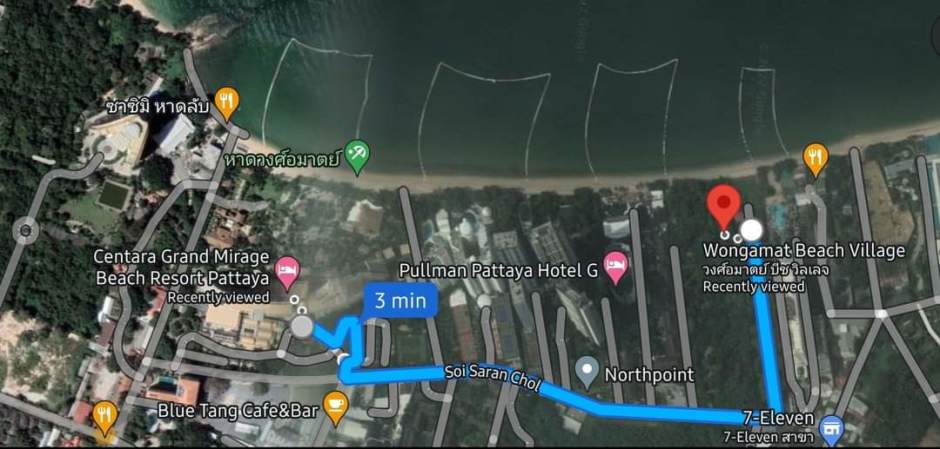 Auf Google Maps ist der Standort des entstehenden Wongamat Beach Village bereits aufrufbar. Foto: Google Maps