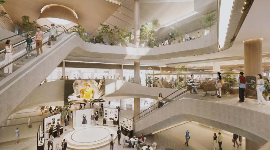 Helle, offene Bereiche und begrünte Aufenthaltszonen prägen das geplante Innendesign der neuen Erweiterung. Bild: Megabangna