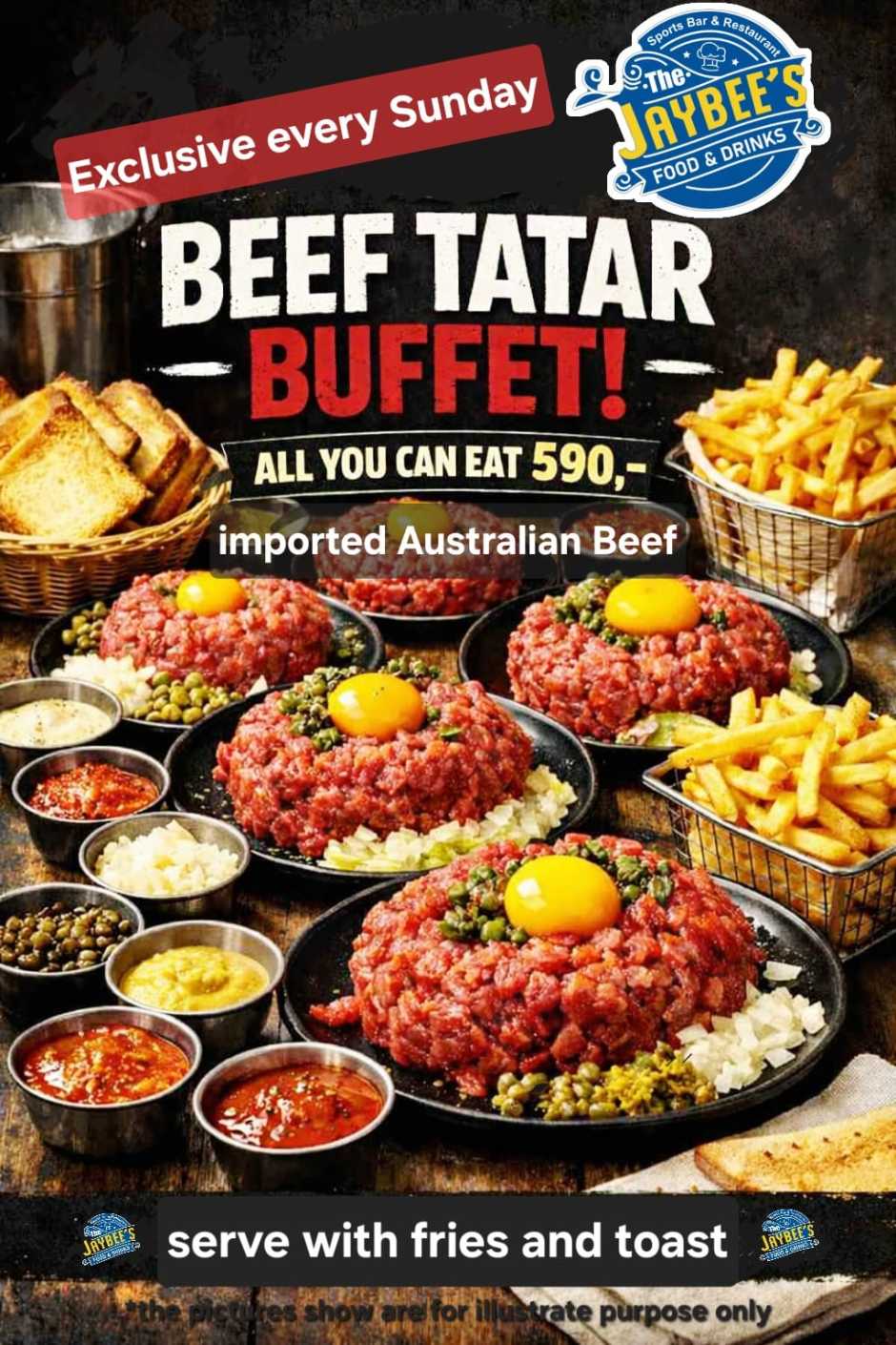 Neu: Beef Tatar Buffet jeden Sonntag von 12.00 Uhr bis Schluss.