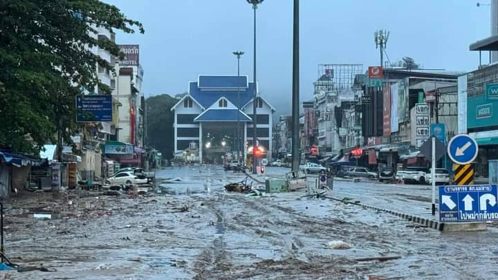 Überschwemmungssituation in Mae Sai, Provinz Chiang Rai am Donnerstagmorgen (12. September 2024). Bild: JS100 Radio