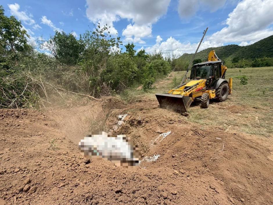 Nach Abschluss der Untersuchungen wurde der Kadaver des durch Stromschlag verendeten Elefanten nach behördlichen Vorgaben vergraben. Bild: Department of National Parks, Wildlife and Plant Conservation (DNP)