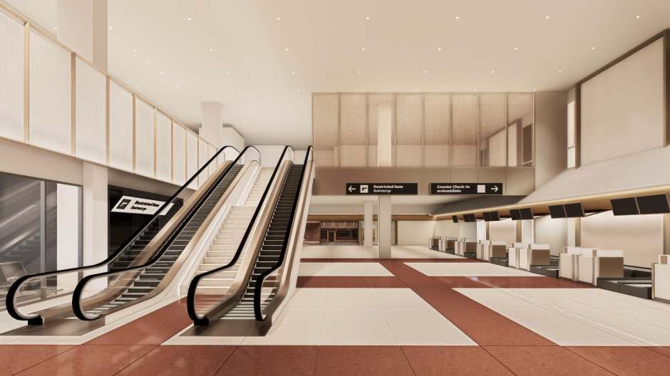 Neue Rolltreppen, ein optimiertes Leitsystem und großzügige Flächen sollen die Orientierung im Terminal erleichtern. Bild: Airports of Thailand (AOT)